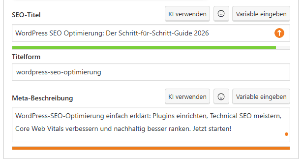 Snippet Optimierung - WordPress
