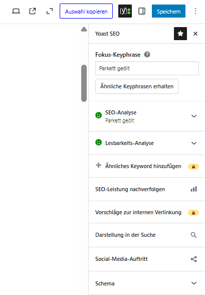 Yoast SEO Plugins Einstellungen