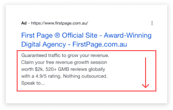 Meta description SERP example